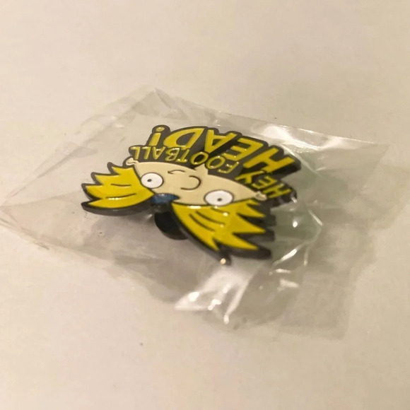 Hey Arnold  Cartoon Enamel Metal Pin Double Rubber Backing Footall Head - Picture 3 of 8